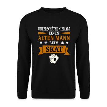 Skatspieler Spruch Skat Geschenk - Unisex Pullover - Schwarz - Vorne - Alina (178cm) & Michal (187cm)