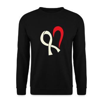 Lungenkrebs Weiße Schleife Herz Lungen Krebs - Unisex Pullover - Schwarz - Vorne - Alina (178cm) & Michal (187cm)