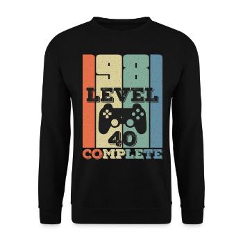 Niveau 40 Complete 1981 Anniversaire T-shirt cadeau - Sweat-shirt Unisexe - noir - Devant - Alina (178cm) & Michal (187cm)