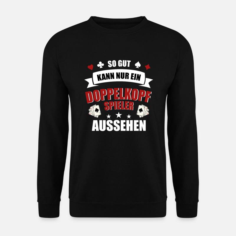 Doppelkopf Kartenspieler Lustiger Spruch - Unisex Pullover - Schwarz