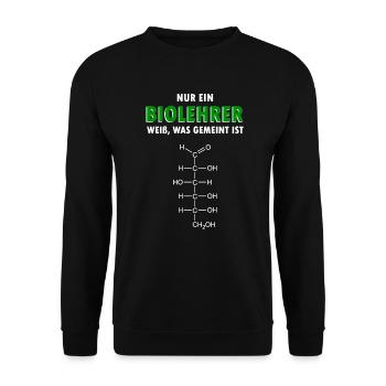 Glucose Biologie Lehrer Geschenk - Unisex Pullover - Schwarz - Vorne - Alina (178cm) & Michal (187cm)