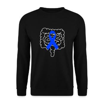 Darmkrebs Darm Krebs Blaue Schleife - Unisex Pullover - Schwarz - Vorne - Alina (178cm) & Michal (187cm)