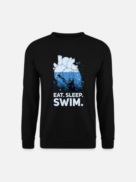 Eat Sleep Swim Schwimmer Herz - Unisex Pullover - Schwarz