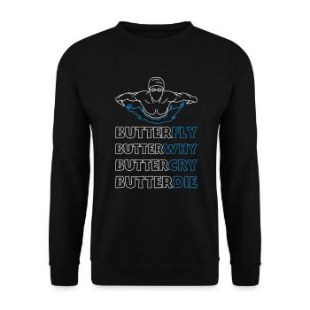 Papillon natation Natation Sport - Sweat-shirt Unisexe - noir - Devant - Alina (178cm) & Michal (187cm)