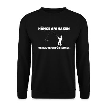Hänge Am Haken JGA Bräutigam Angler Hochzeit - Unisex Pullover - Schwarz - Vorne - Alina (178cm) & Michal (187cm)