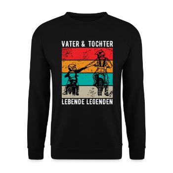 Motocross Vater & Tochter Legenden Dirt Bike Biker - Unisex Pullover - Schwarz - Vorne - Alina (178cm) & Michal (187cm)