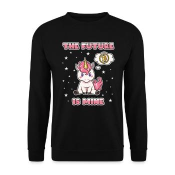 Unicorn Bitcoin Finance Crypto BTC Baby Funny - Unisex Sweatshirt - black - Front - Alina (178cm) & Michal (187cm)