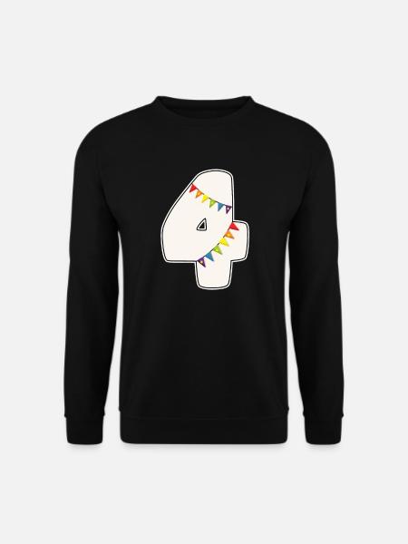 4 Geburtstag 4 Jahre Zahl 4 Mädchen Regenbogen - Unisex Pullover - Schwarz