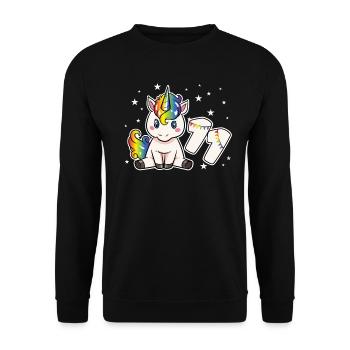 Licorne 11 anniversaire 11 ans arc-en-ciel fille - Sweat-shirt Unisexe - noir - Devant - Alina (178cm) & Michal (187cm)