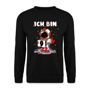 9 Geburtstag Ich Bin 9 Astronaut 9 Jahre Weltraum - Unisex Pullover - Schwarz - Vorne - Alina (178cm) & Michal (187cm)