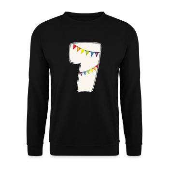 7 birthday 7 years number 7 girl rainbow - Unisex Sweatshirt - black - Front - Alina (178cm) & Michal (187cm)