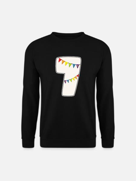 7 Geburtstag 7 Jahre Zahl 7 Mädchen Regenbogen - Unisex Pullover - Schwarz