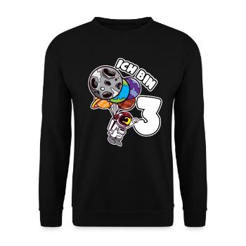 3 Geburtstag Ich Bin 3 Astronaut 3 Jahre Weltraum - Unisex Pullover - Schwarz - Vorne - Alina (178cm) & Michal (187cm)
