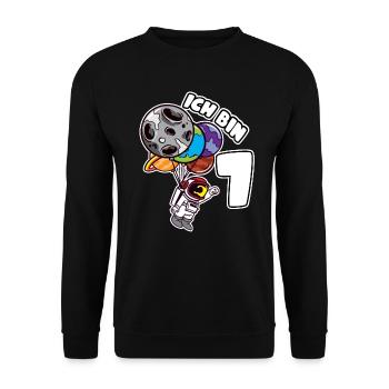 7 Geburtstag Ich Bin 7 Astronaut 7 Jahre Weltraum - Unisex Pullover - Schwarz - Vorne - Alina (178cm) & Michal (187cm)