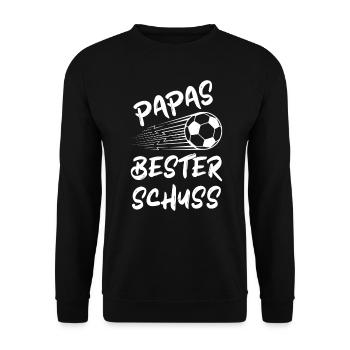 Papa Papas Bester Schuss Geburt Fußball Baby - Unisex Pullover - Schwarz - Vorne - Alina (178cm) & Michal (187cm)