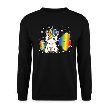 Licorne 4 anniversaire 4 ans arc-en-ciel fille - Sweat-shirt Unisexe - noir - Devant - Alina (178cm) & Michal (187cm)