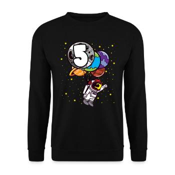 5 Birthday Astronaut 5 Years Space Planets - Unisex Sweatshirt - black - Front - Alina (178cm) & Michal (187cm)