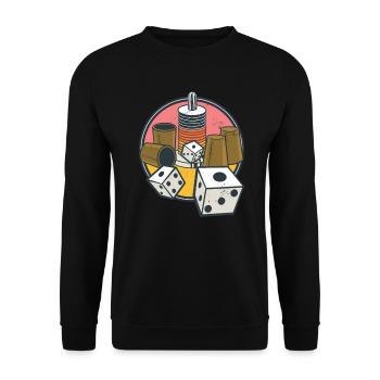 Schocken Würfelspiel Trinkspiel Kneipe - Unisex Pullover - Schwarz - Vorne - Alina (178cm) & Michal (187cm)