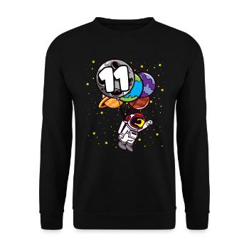 11 anniversaire astronaute 11 ans planètes spatiales - Sweat-shirt Unisexe - noir - Devant - Alina (178cm) & Michal (187cm)