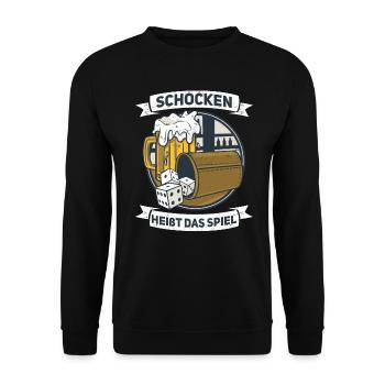 Schocken Heißt Das Spiel Würfelspiel Trinkspiel - Unisex Pullover - Schwarz - Vorne - Alina (178cm) & Michal (187cm)