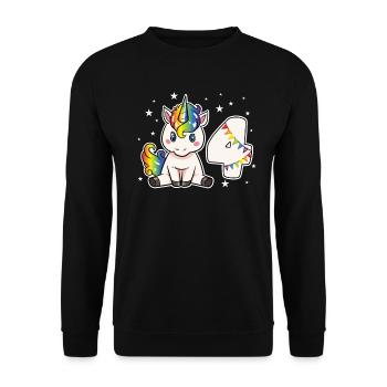 Licorne 4 anniversaire 4 ans arc-en-ciel fille - Sweat-shirt Unisexe - noir - Devant - Alina (178cm) & Michal (187cm)
