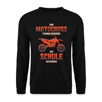 Motocross Zum Motocross Fahren Geboren Zur Schule - Unisex Pullover - Schwarz - Vorne - Alina (178cm) & Michal (187cm)