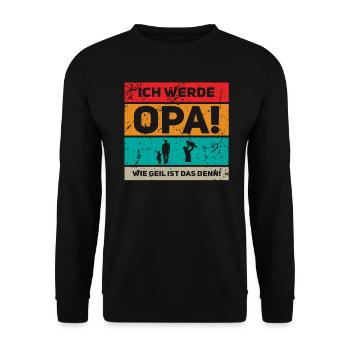 Schwangerschaft verkünden Opa Baby Werdender Opa - Unisex Pullover - Schwarz - Vorne - Alina (178cm) & Michal (187cm)