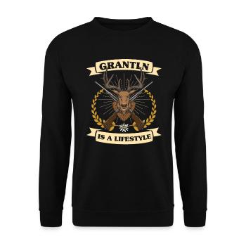 Grantln Is A Lifestyle Grantler Bavaria Dialect - Unisex Sweatshirt - black - Front - Alina (178cm) & Michal (187cm)