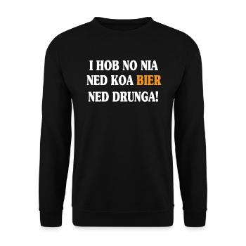 Bier Bayern Dialekt Saufen Bayrisch - Unisex Pullover - Schwarz - Vorne - Alina (178cm) & Michal (187cm)