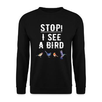 Vögel Beobachten Fernglas Vogel Abbildung Spruch - Unisex Pullover - Schwarz - Vorne - Alina (178cm) & Michal (187cm)