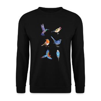 Vögel Beobachten Fernglas Vogel Abbildung Natur - Unisex Pullover - Schwarz - Vorne - Alina (178cm) & Michal (187cm)