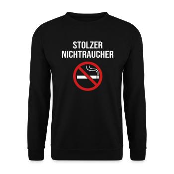 Stolzer Nichtraucher Rauchen Aufgehört Rauchfrei - Unisex Pullover - Schwarz - Vorne - Alina (178cm) & Michal (187cm)