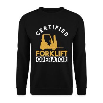 Certified Forklift Operator - Gabelstapler - Unisex Pullover - Schwarz - Vorne - Alina (178cm) & Michal (187cm)