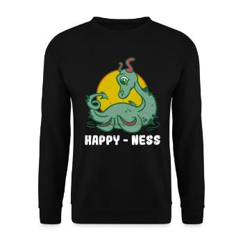 Happy - Ness - Loch Ness Nessie Monster - Unisex Sweatshirt - black - Front - Alina (178cm) & Michal (187cm)