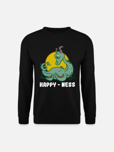 Happy - Ness - Loch Ness Nessie Monster - Unisex Sweatshirt - black