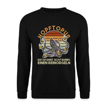 Hopftopus - Relaxes eight-armed A pure organ - Unisex Sweatshirt - black - Front - Alina (178cm) & Michal (187cm)