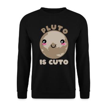Pluto Is Cuto - Pluto Planet Space Cute - Unisex Sweatshirt - black - Front - Alina (178cm) & Michal (187cm)