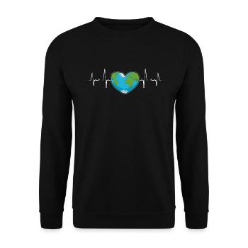 Erde Planet Herzschlag - Earth Day Astronomie - Unisex Pullover - Schwarz - Vorne - Alina (178cm) & Michal (187cm)