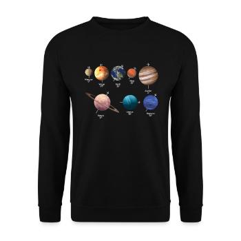 Planet Rotation Solar System Space - Unisex Sweatshirt - black - Front - Alina (178cm) & Michal (187cm)