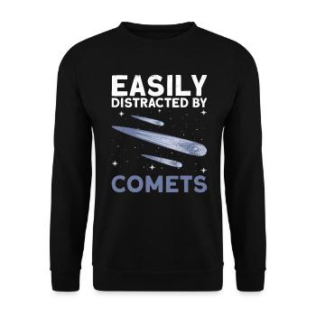 Easily Distracted By Comets - Komet Schweifstern - Unisex Pullover - Schwarz - Vorne - Alina (178cm) & Michal (187cm)