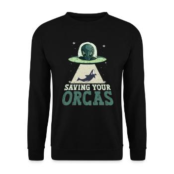 Sauvez les orques - Orque extraterrestre - Sweat-shirt Unisexe - noir - Devant - Alina (178cm) & Michal (187cm)