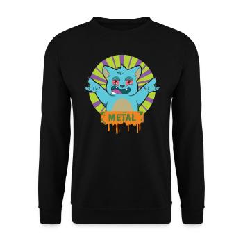 METAL Rock Music Cat - Unisex Sweatshirt - black - Front - Alina (178cm) & Michal (187cm)