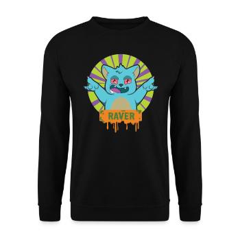 RAVER Katze - Unisex Pullover - Schwarz - Vorne - Alina (178cm) & Michal (187cm)