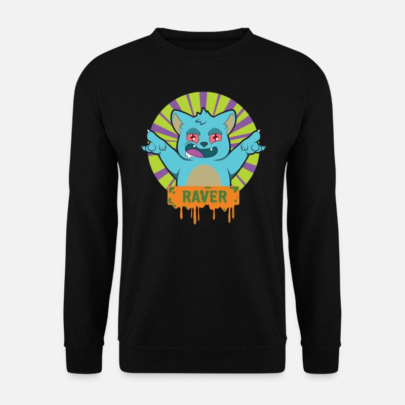 RAVER Katze - Unisex Pullover - Schwarz