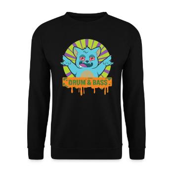 DRUM & BASS DRUM & BASS Cat - Unisex Sweatshirt - black - Front - Alina (178cm) & Michal (187cm)
