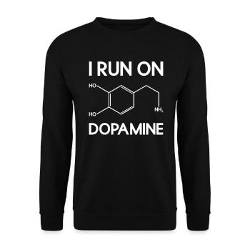 Ich laufe auf Dopamin - Wissenschaftslehrer Chemie - Unisex Pullover - Schwarz - Vorne - Alina (178cm) & Michal (187cm)
