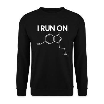 Ich laufe auf Serotonin - Wissenschaftslehrer - Unisex Pullover - Schwarz - Vorne - Alina (178cm) & Michal (187cm)