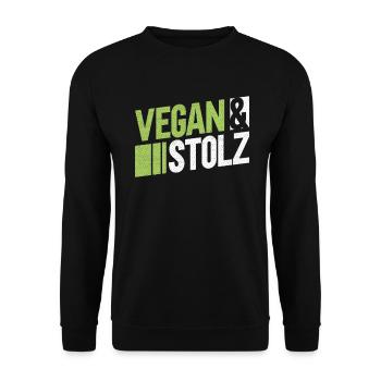 Vegan & Stolz - Vegan Veganer Veganerin - Unisex Pullover - Schwarz - Vorne - Alina (178cm) & Michal (187cm)