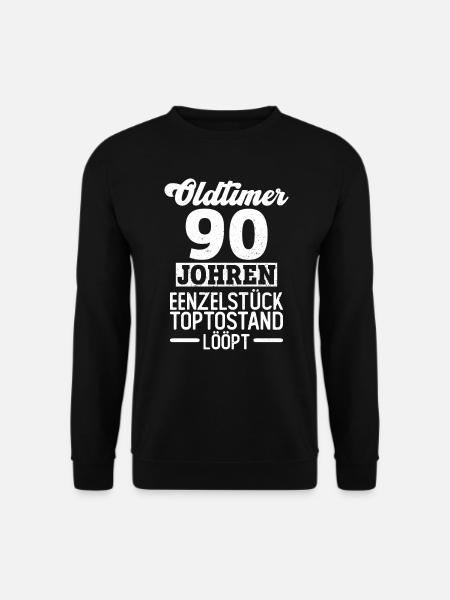 Oldtimer - 90 Johren 90 Geburtstag Plattdeutsch - Unisex Pullover - Schwarz