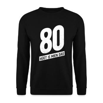 70 - Hüüt Is Mien Dag - 70 Geburtstag Plattdeutsch - Unisex Pullover - Schwarz - Vorne - Alina (178cm) & Michal (187cm)